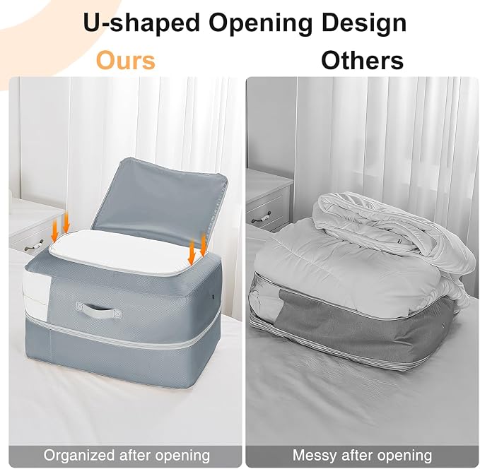 Comforter Storage Bag - 110L Large Capacity Blanket Storage Bags 2-Layer Ultra - Image 4