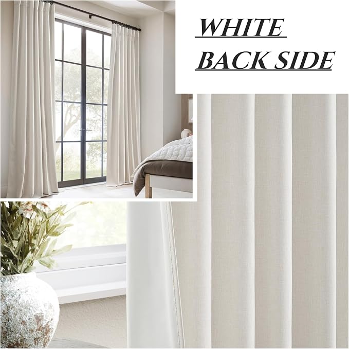QJmydeco 78 Inch Long Linen Blackout Curtains, 2 Panels Set - Image 6