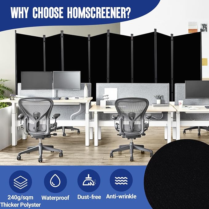 8 Panel Folding Privacy Screen, 14.67ft Wide Partition Room Dividers Panel | - Image 3