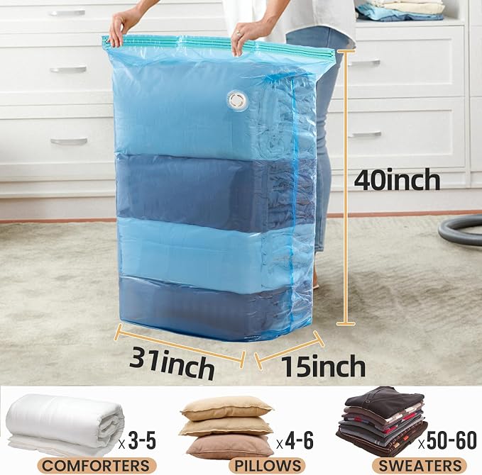TAILI Vacuum Storage Bags 4 Pack, Jumbo Cube, Beddings Comforters, No Pump - Image 3
