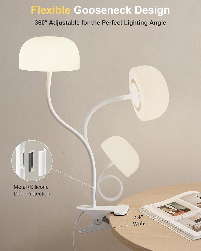 Clip on Light for Bed, Headboard Reading Lamp, Dorm Room Essentials | Flexible - Image 7