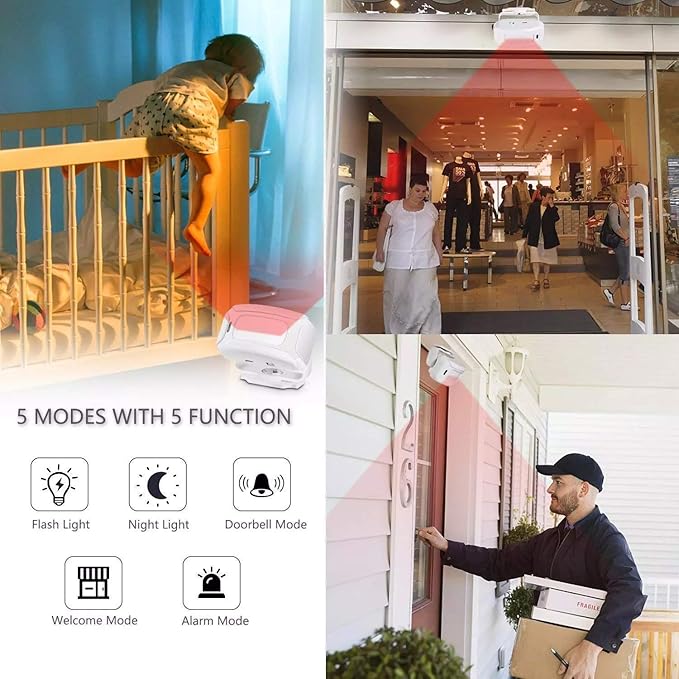 HENDUN Motion Sensor Doorbell , Door Chime for Business, Store Welcome Buzzer Monitor, Commercial Door Entry Alert,Motion Detector Alarm, Caregiver Reminder for Elderly, Motorhome RV Burglary