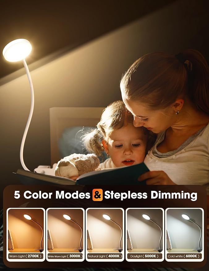 LiFMIRA Bed Lamp Clip on Light 8W 66 LED Reading Light - Image 3