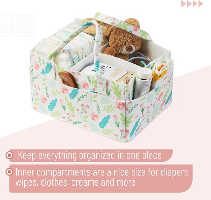 Mr. Pen- Baby Diaper Caddy Organizer, Blooming Palette | Nursery Storage Bin - Image 4