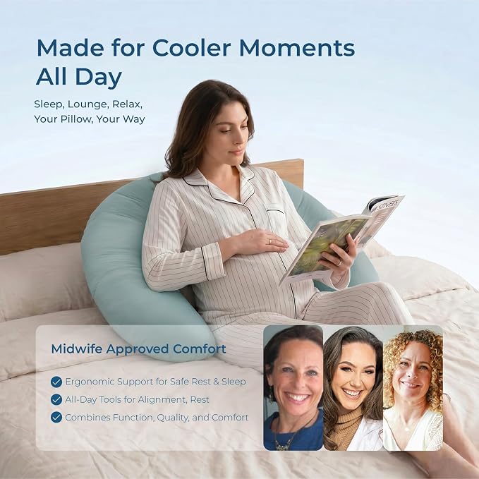 Momcozy J Shaped Pregnancy Pillow, Maternity Body Pillow - Image 6
