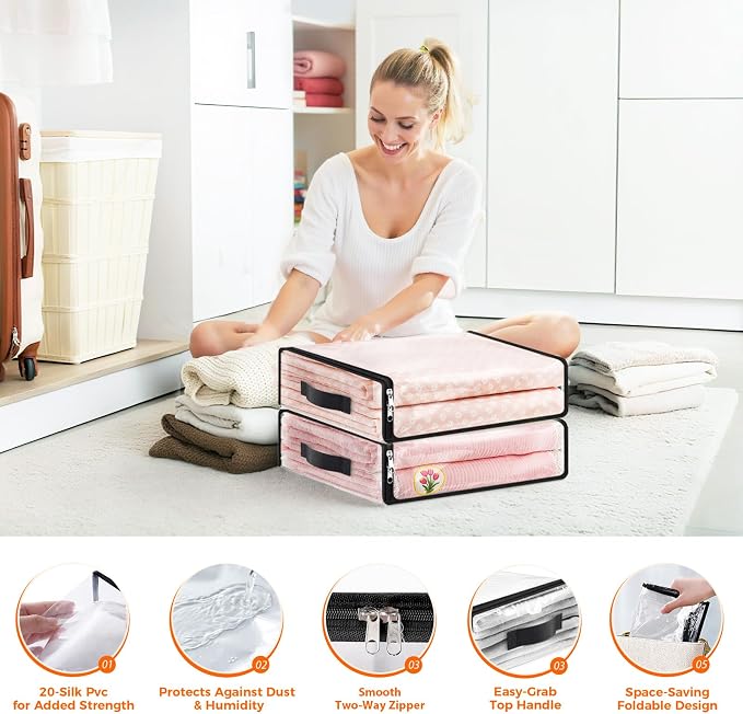 SpaceWhisper Clear Sheet Storage Bags, 10 Pack, 15.7 x 13.8 x 3.9 in | Sheet - Image 3
