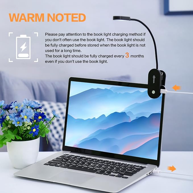 VAVOFO Rechargeable Book Light, 14 LEDs Eye Care Clip On Amber Reading Light - Image 6