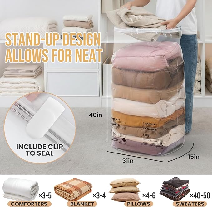 TAILI 10 Pack Cube Vacuum Storage Bags, Jumbo Size, Comforters, Space Saver No - Image 2