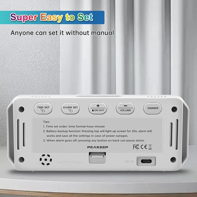 Peakeep Small Cute Digital Alarm Clock Plug in - Image 8