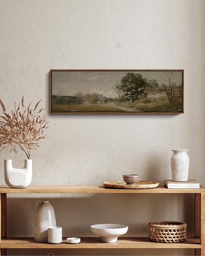 InSimSea Extra Large Framed Vintage Wall Art, Rustic Landscape, 36x12in | - Image 4