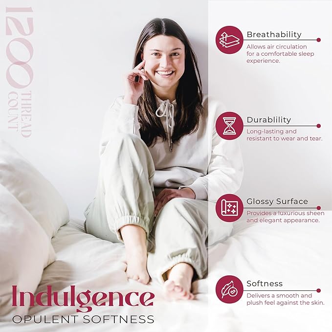 Mayfair Linen 100% Egyptian Cotton Sheets King Size - Luxury 1200 High Thread Count Egyptian Cotton King Size Sheets Set (4 PC, Burgundy), Soft, Cooling, 17" Deep Pocket Sateen Weave Hotel Bedding