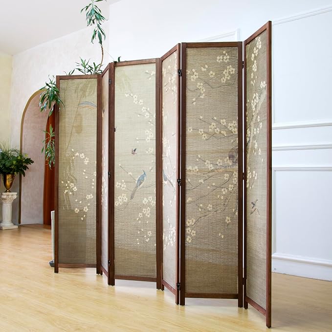 6 Panel Bamboo Room Divider for Room Separation, 5.6 ft Tall Double-Sided - Image 3