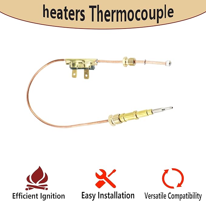 lrnyso heaters Thermocouple 13 3/4" 113884-01 26654 fits Desa, Reddy, All-Pro, Universal, NR, Sears, Remington Air Heaters etc