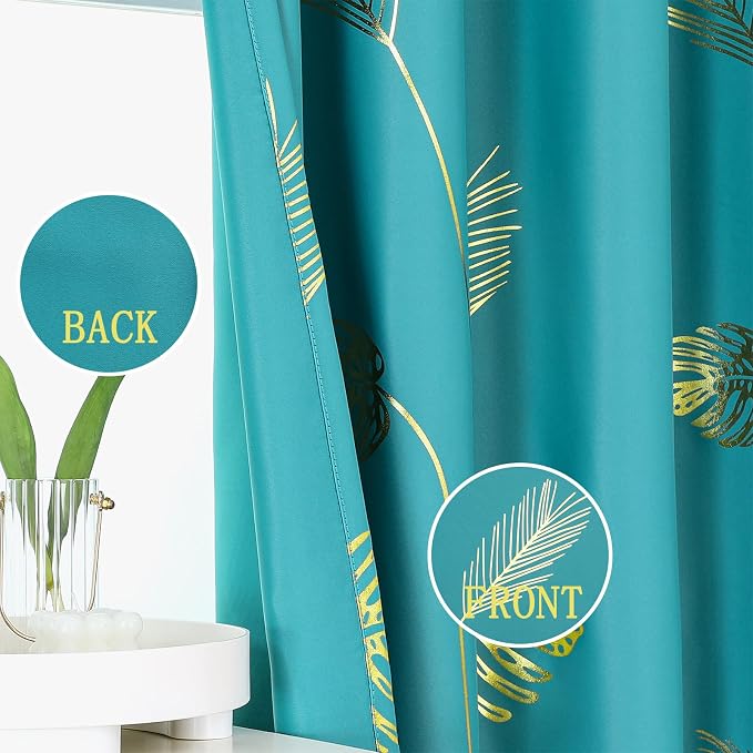 Teal Blackout Curtains 84 Inches Long, Grommet Curtains - Image 3