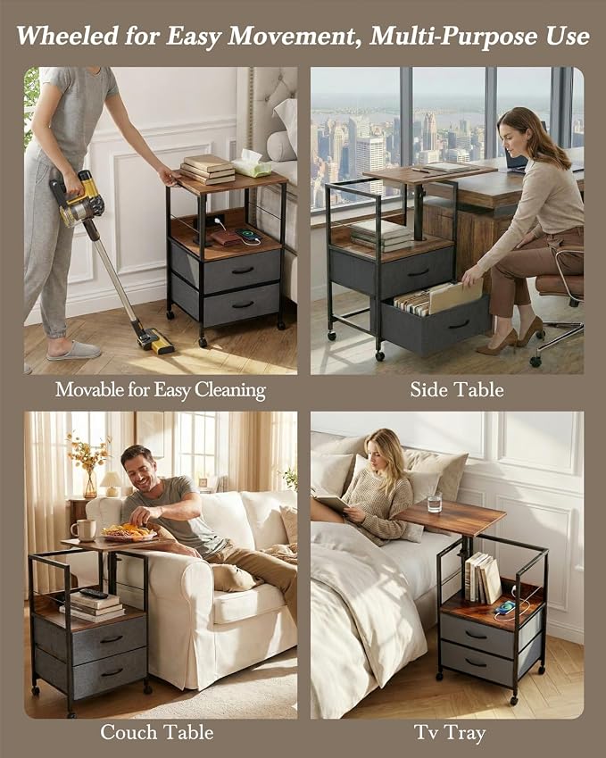 Faesun Swivel Lift Top Nightstand - Image 7