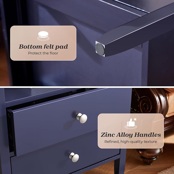 Huuger Nightstand with Charging Station, Bedside Table with Storage, Modern - Image 8