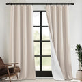 RYB HOME 4 in 1 Set Dust Filter - Soundproof - Blackout - Insulating, Energy Efficiency Linen Curtains for Kids Bedroom Living Room Divider Apartment Hotel Office Theatre, Taupe, W 52 x L 95, 2 Pcs