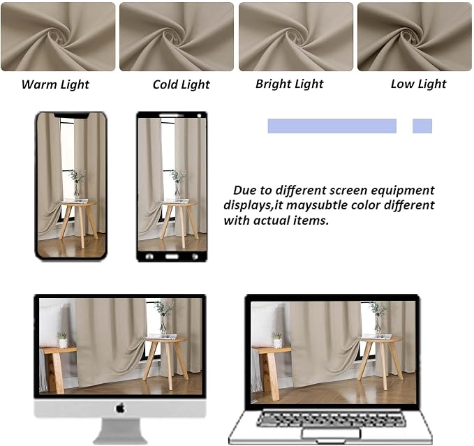 Simplebrand Ava Biscotti Beige Short 30 Inches Blackout Curtain 2 Panels Set - Image 9