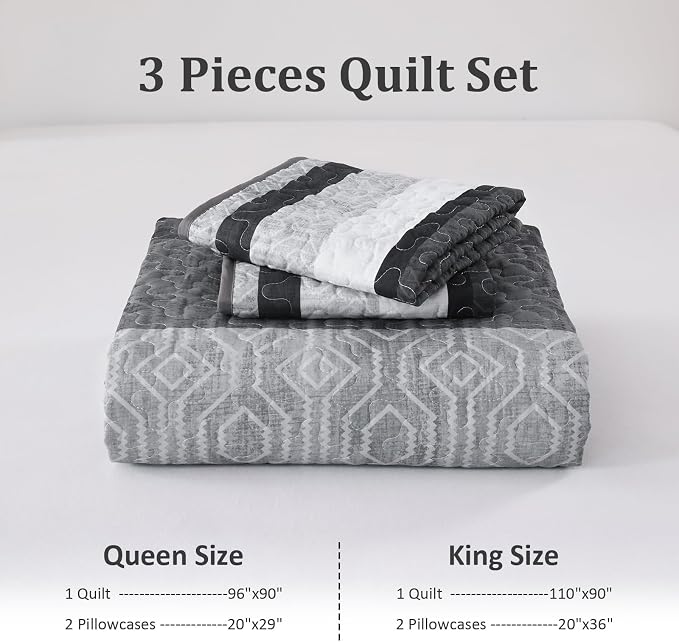 Dobuyly Full Size Boho Quilt Set, Breathable All-Season, 3-Piece Set Fits King - Image 7