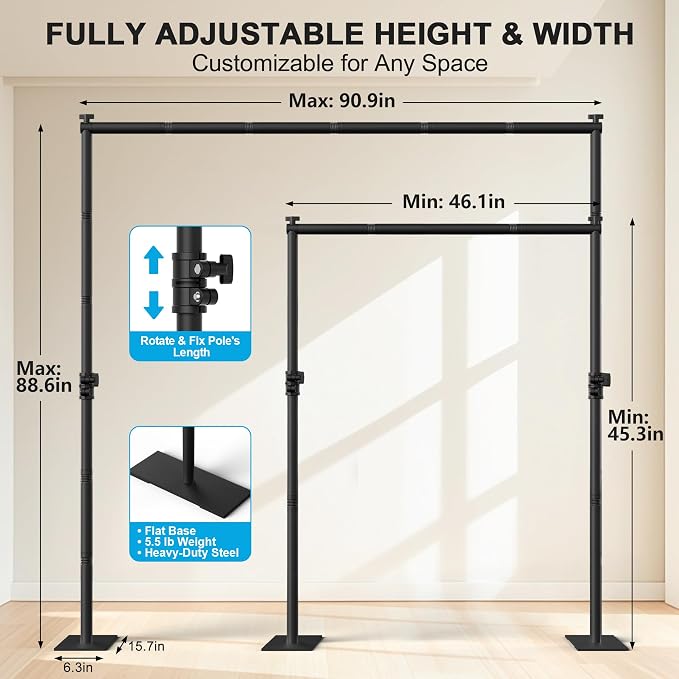 AKTOP Room Divider Curtain Rod, No Drill Freestanding Room Separator, Privacy - Image 2