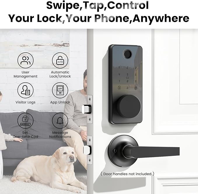 Fingerprint Door Lock, Biquole Keyless Entry Door Lock, Smart Lock with App Control, Electronic Keypad Deadbolt, Auto & One Touch Lock | Digital Smart Door Locks | Easy Installation | IP54 Waterproof