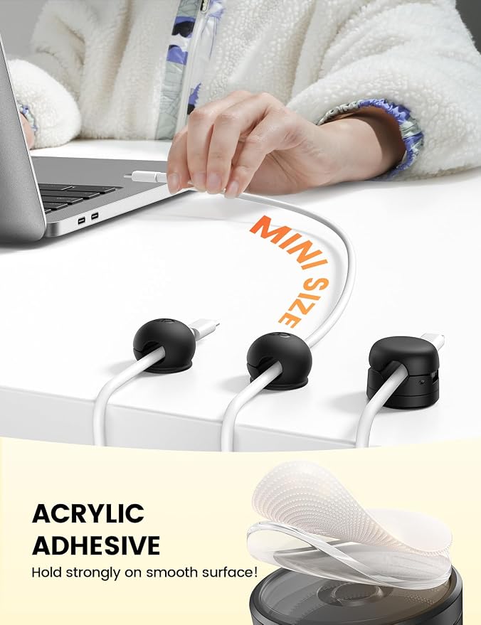 Lamicall 8 Pack Magnetic Cord Organizer, Mini-Soft Silicone Clips | Cable - Image 5