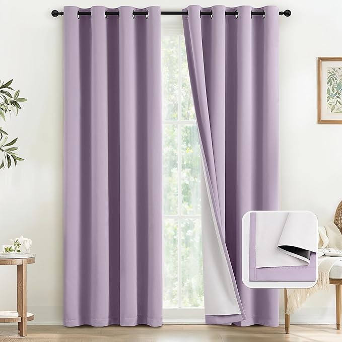 COSVIYA Lilac 100% Blackout Curtains by COSVIYA