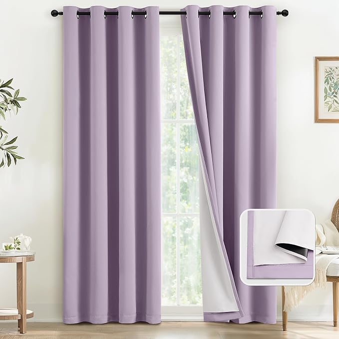 COSVIYA Lilac 100% Blackout Curtains by COSVIYA