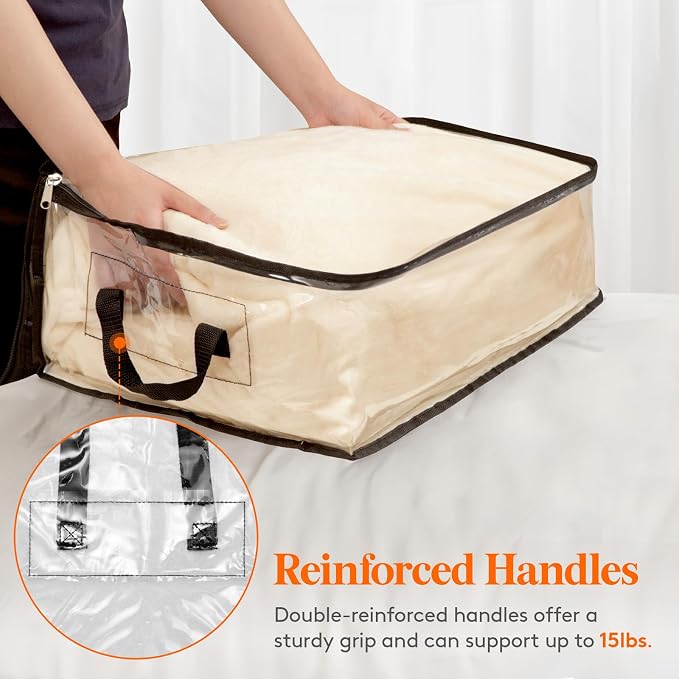 Lifewit 4 Pack Clear Clothes Storage Bags, 35L Plastic Blanket Vinyl Foldable - Image 5