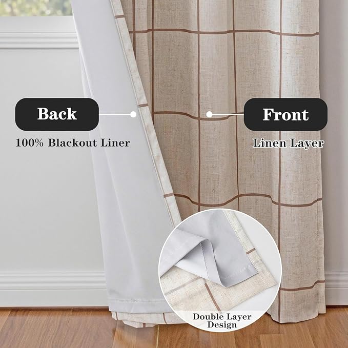 100% Blackout Curtains for Bedroom Room, 2 Thick Layers Thermal Insulated - Image 2