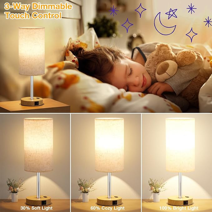 Dicoool 17.4" Bedside Lamp for Bedroom - Image 3