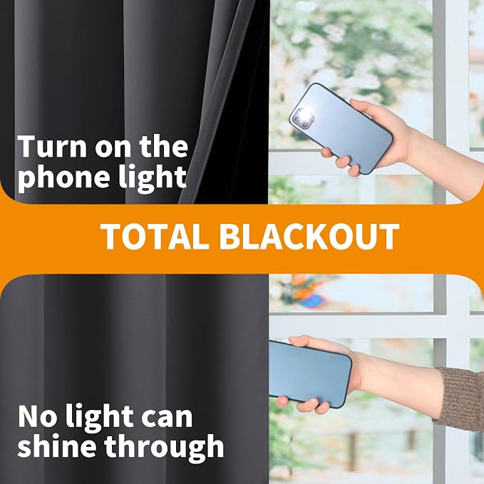 YoungsTex 48 Inch Length 100% Blackout Curtains, Short Thermal Insulated Drapes - Image 7