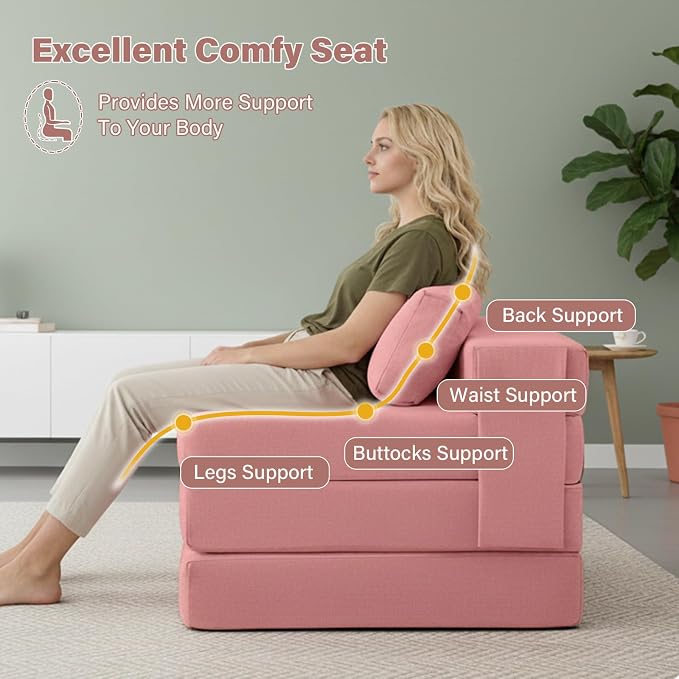 Folding Sofa Bed Chair, 4-Fold Convertible Sleeper Chair - Image 5