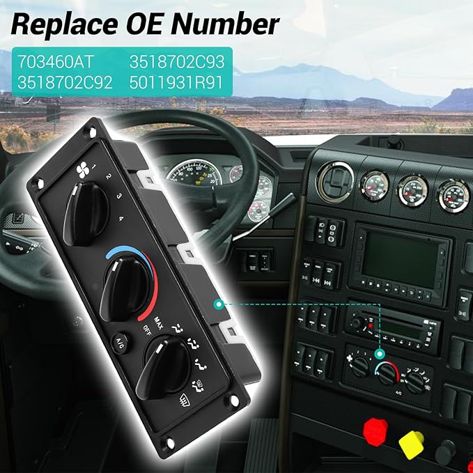 3518702C93 AC Climate Control Module Compatible with 2000-2017 International 5500i 5600i 5900i 9100 9200 9400 9900/2011-2020 CAT CT660/2017-2021 International HX515 HX520 HX615 HX620 HVAC Panel Unit