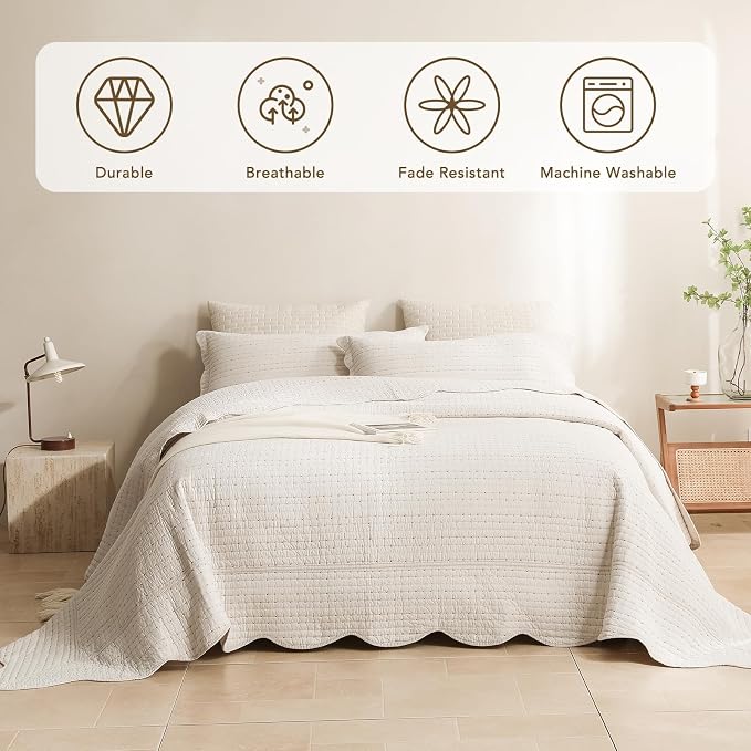 Lady Ann Oversized King Bedspread 120x120, Lightweight Quilted Wheat Coverlet 3 - Image 3