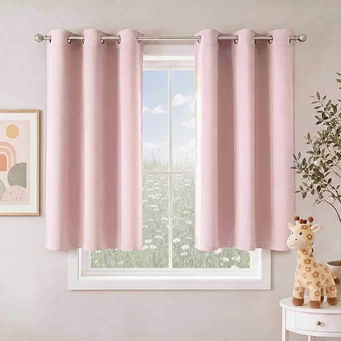 NICETOWN Blush Pink Room Darkening Curtains 45 Inches Long 2 Panels by NICETOWN