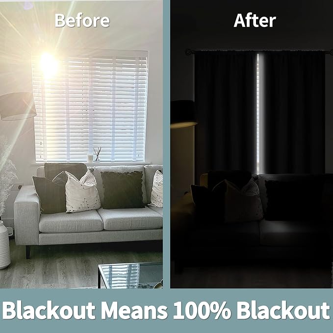 BGment Dark Grey 100% Blackout Curtains - Image 3