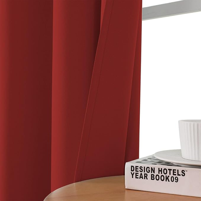 CUCRAF Red Blackout Curtains 54 inch Length 2 Panels Set, Room Darkening Drapes - Image 7