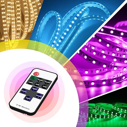RF Mini Wireless LED Remote Controller for Single Color 3528 5050 COB LED Strip Lights,Wireless LED Control with DC Connector,RF Dimmer Switch for DC 5-24V LED Ribbon Led Shelf Lights Cabinet