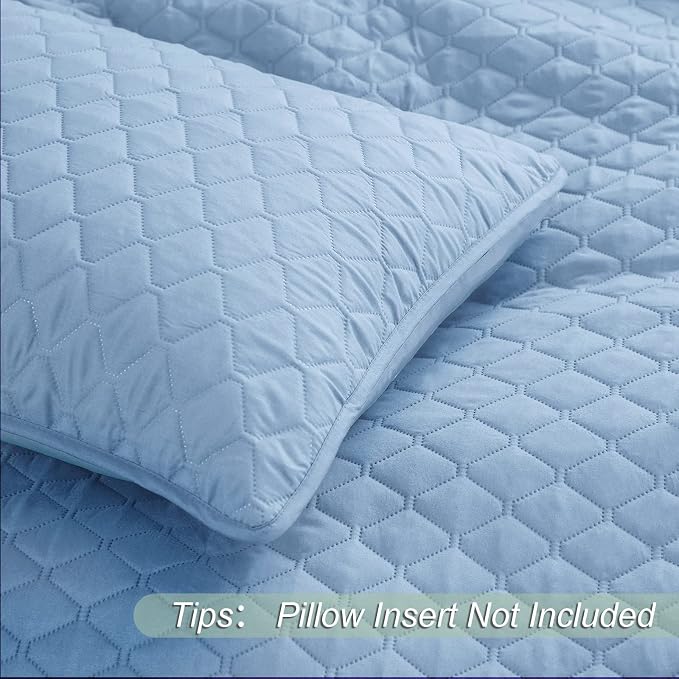 Exclusivo Mezcla Reversible Full Queen Quilt Bedding Set, Sky Blue | - Image 5