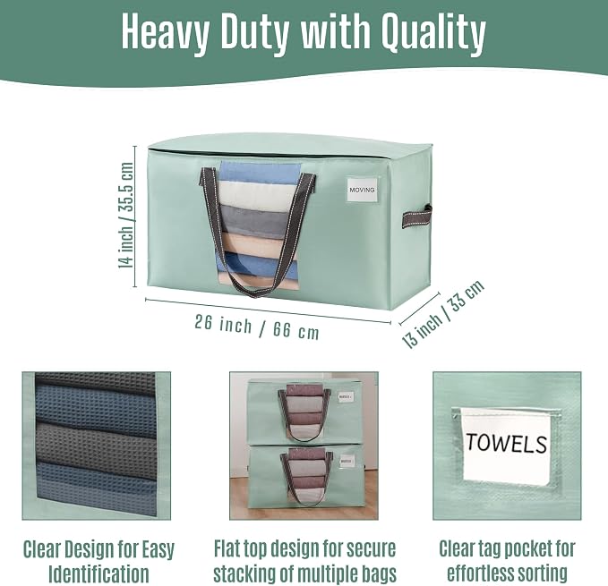 VENO Moving Bags, Wide Open Top, Light Green, 6 Pack | Moving boxes Alternative - Image 3