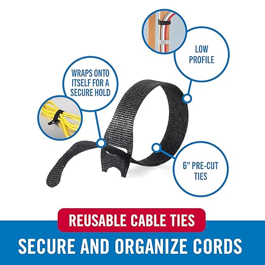 VELCRO Brand Reusable Cable Ties, Cord Management, 100 Pack | Wire And Cable - Image 2