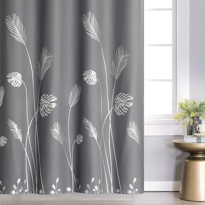 Sliding Glass Door Curtain 80W x 96L Inch Grey and Silver Blackout Curtain Palm - Image 3