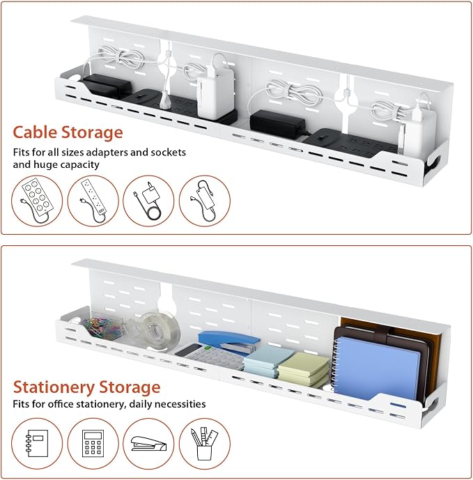 Univivi Under Desk Cable Management Tray, Cable Management, 32 inch, Under Desk - Image 4