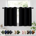 Short Black Half Blackout Curtains W40 x L36 Inch 2 Panels | Thermal Insulated by Woaboy