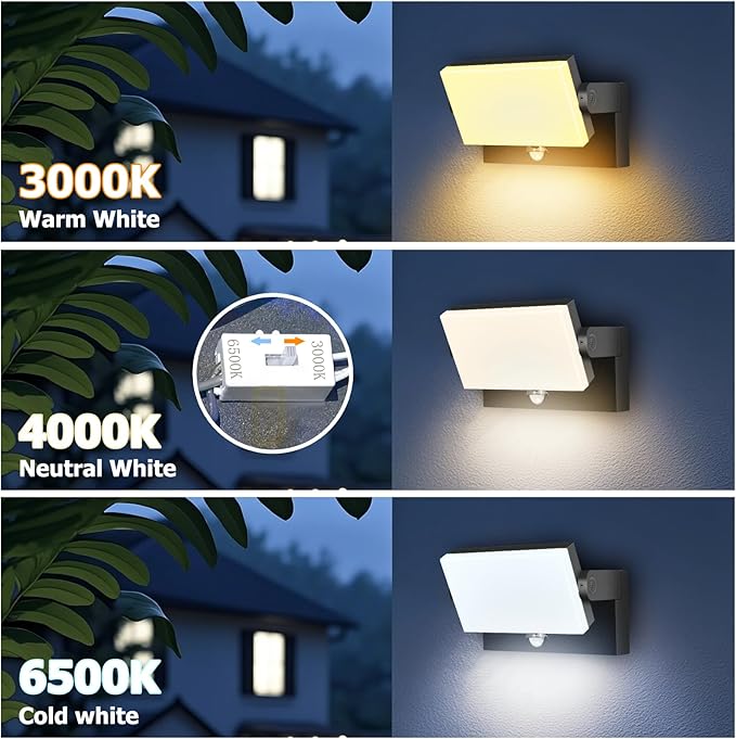 rosykite 40W LED Wall Pack Lights Outdoor Motion Sensor,360 °Rotation 5000K 6000K 4000K Selectable Exterior Flood Lighting Fixture Sconce for Porch Garage Patio