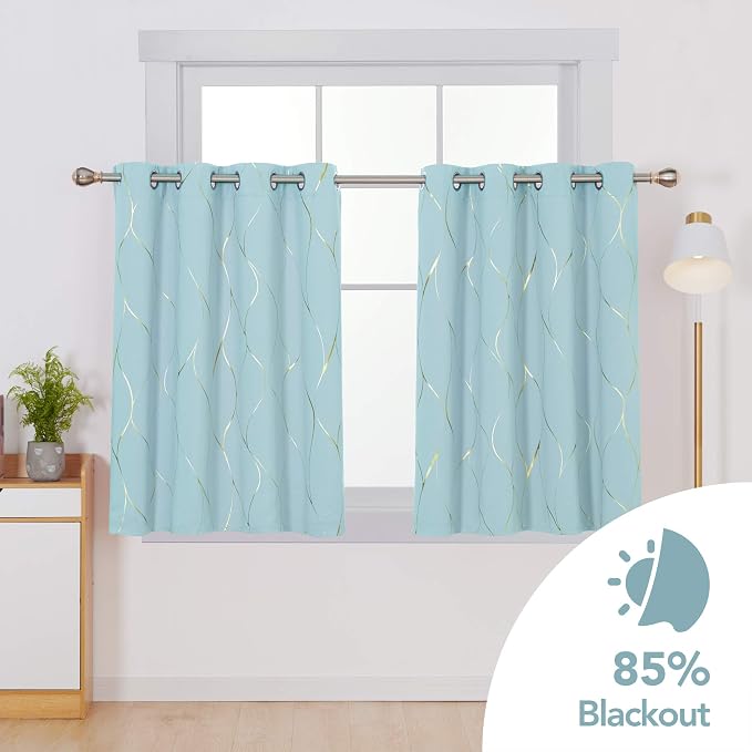 Deconovo Curtains for Living Room, Pattern Blackout Curtains 54 Inches Long | - Image 2