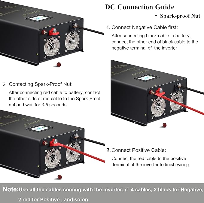 WZRELB 7000W 24V Pure Sine Wave Inverter,24 Volt DC to AC 120V 240V Split Phase Power Inverter,2*AC Hardwire Terminal,14KW Surge,High Efficiency up to 91.6%,Wireless Remote