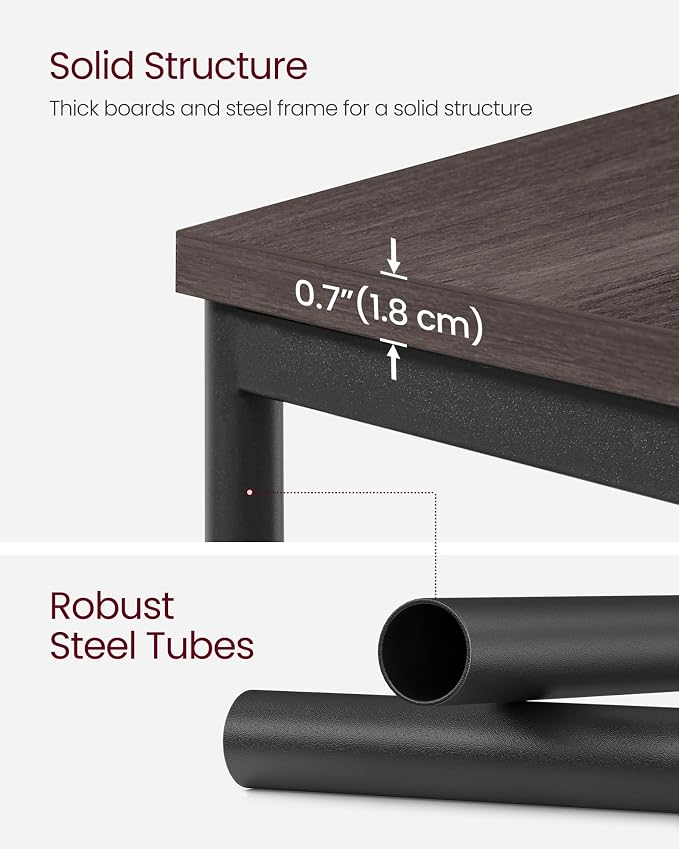 VASAGLE Side Table, Small End Table, Tall Nightstand, Steel Frame | - Image 7