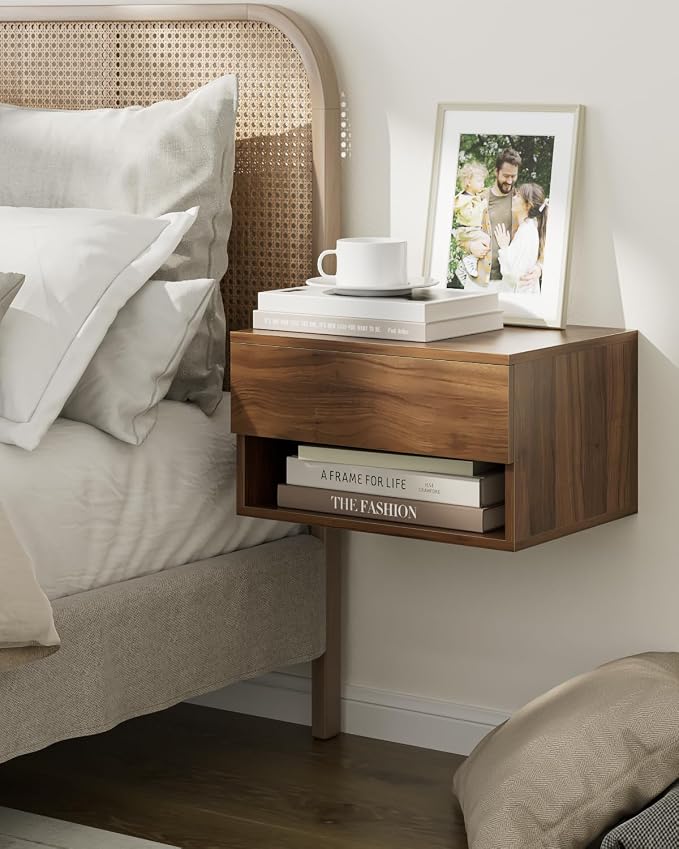 Modern Walnut Floating Nightstand by Aienvey